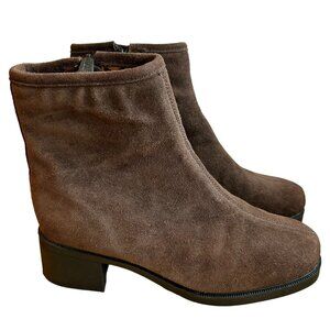 Sporto Women's Brown Suede Insulated Ankle Boots With Side Zipper Sz 9